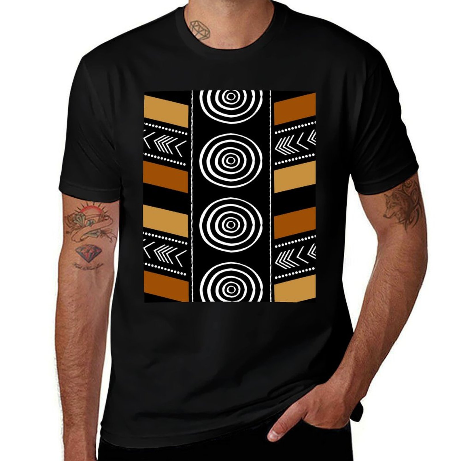 Mudcloth Print Top - Camiseta Casual com Estampa de Arte