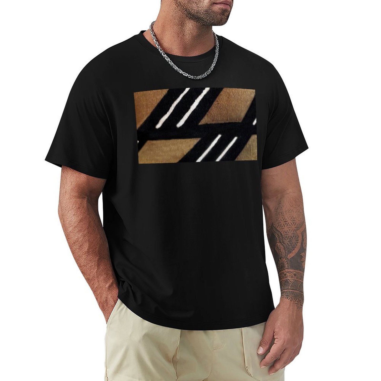 Mudcloth Print Top - Camiseta Casual de Manga Curta com