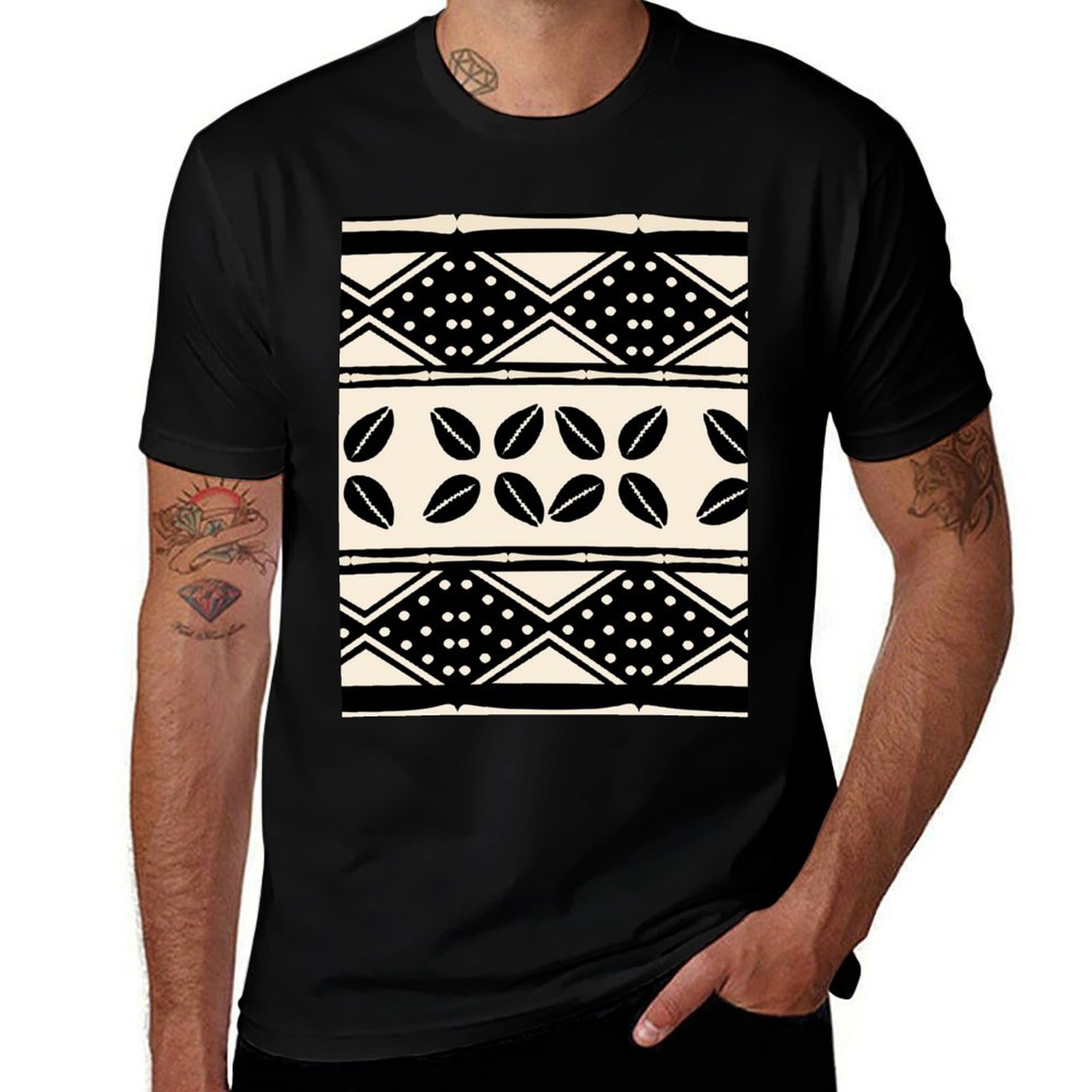 Mudcloth Print Top - Camiseta com padrão abstrato africano em