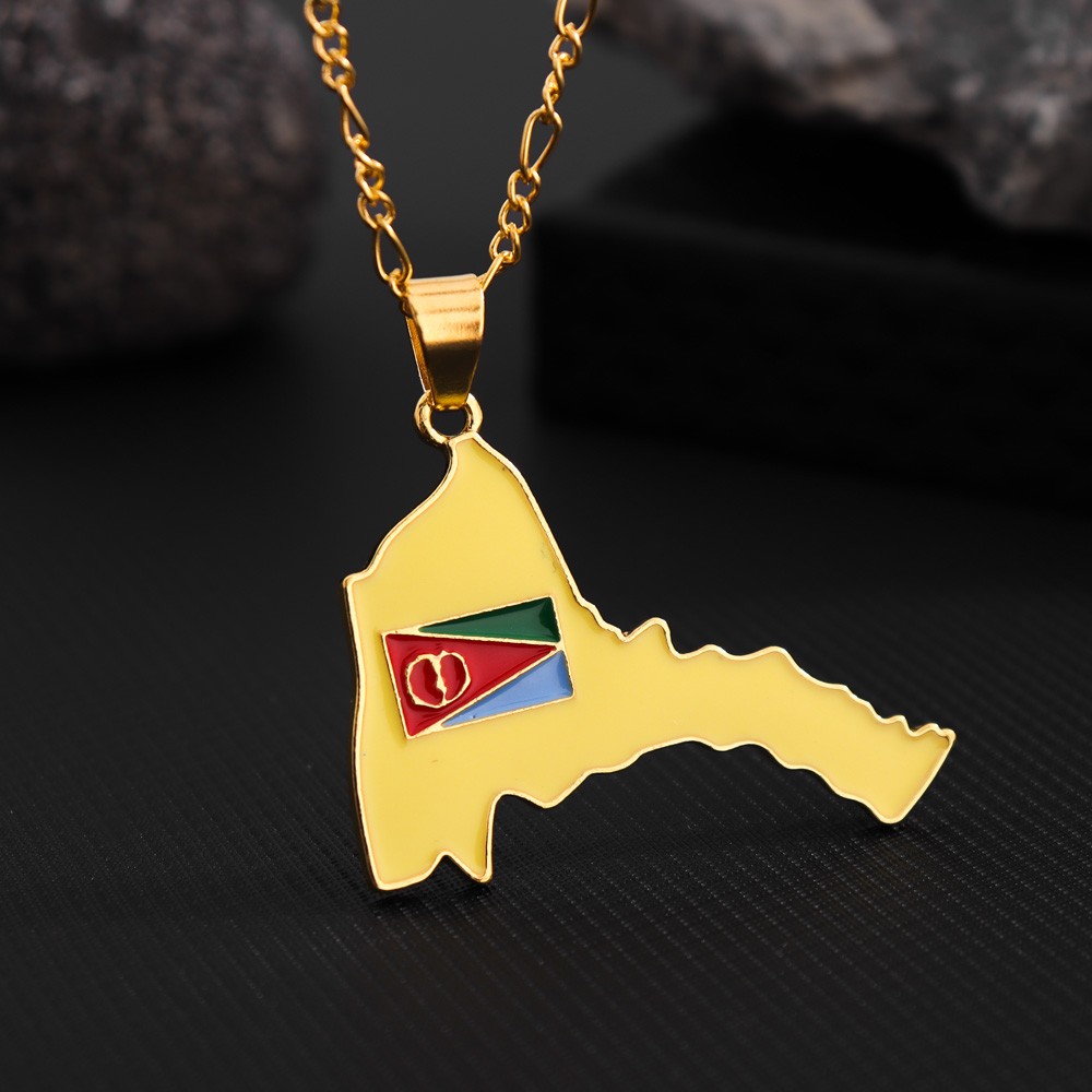 Men'S Ethnic Fashion Trends - Eritreia Map Colar com pingente masculino,