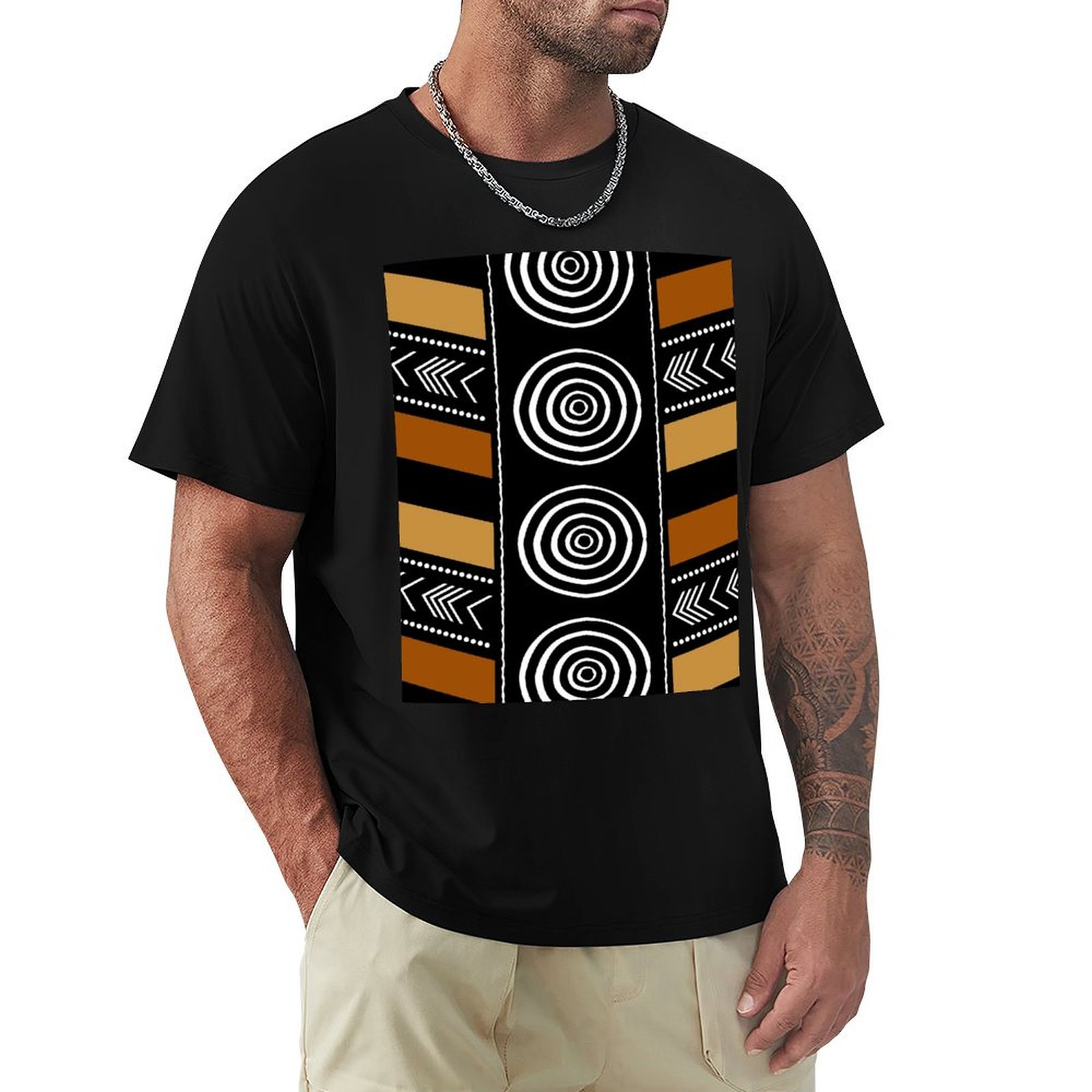 Mudcloth Print Top - Camiseta Casual Durável com Estampa Artística