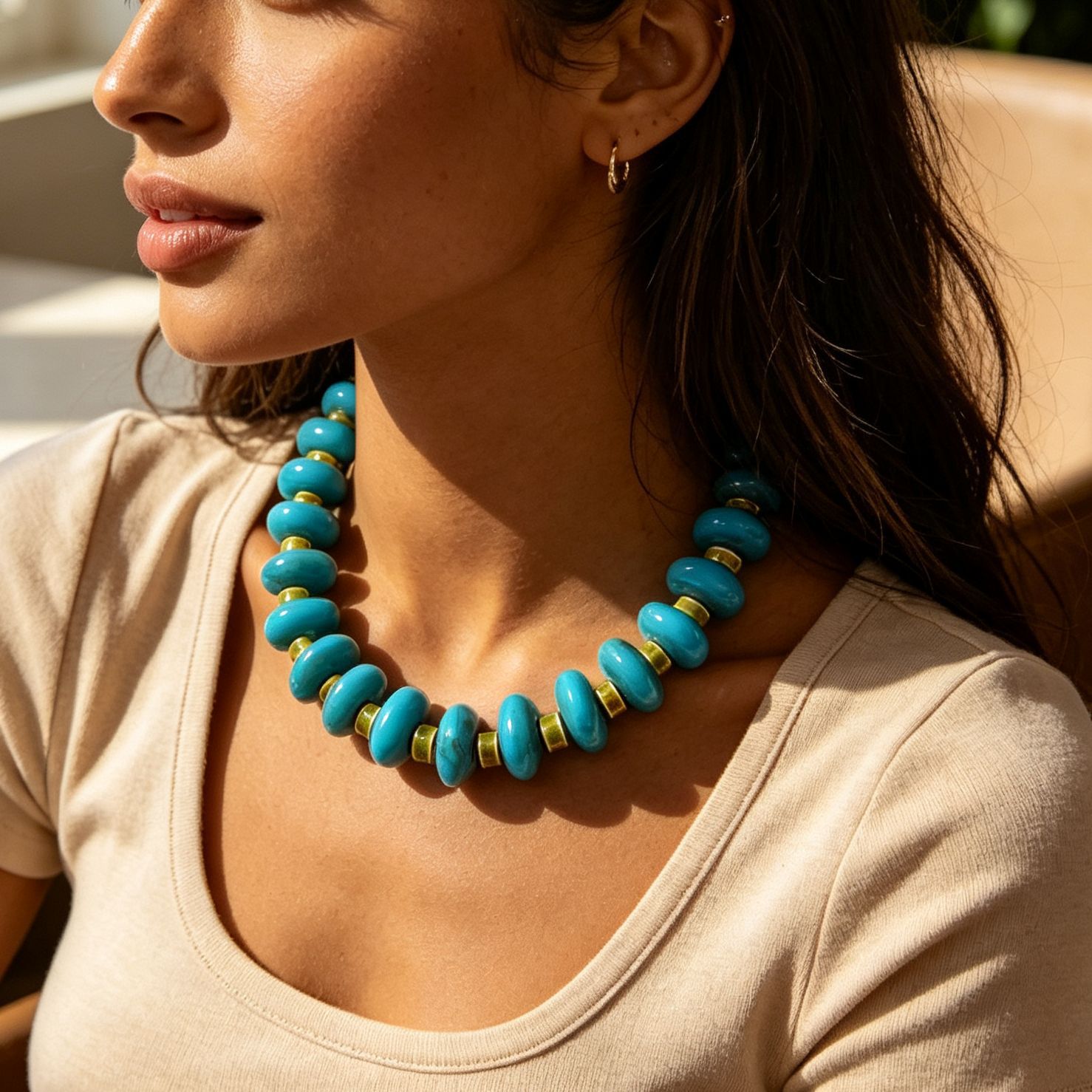 Ethnic Wear Fashion Designer - Colar de contas Maillard exagerado, estilo