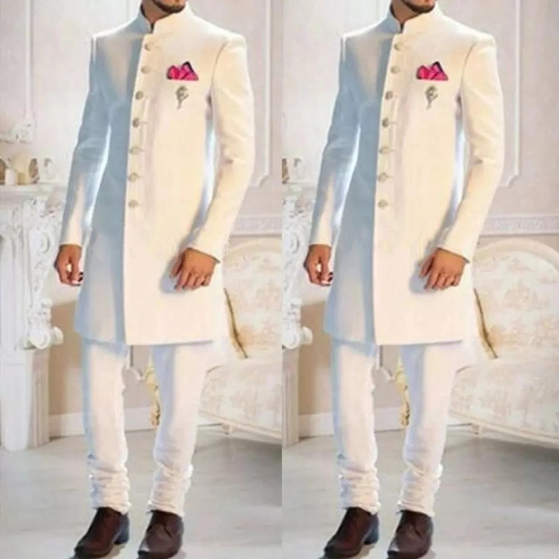Ethnic Wear Fashion Designer - Smoking com gola branca masculina, roupas