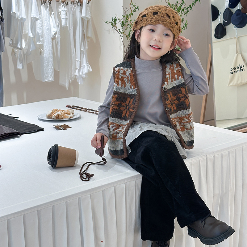 Kids Ethnic Fashion - 2025 outono nova moda menina retro