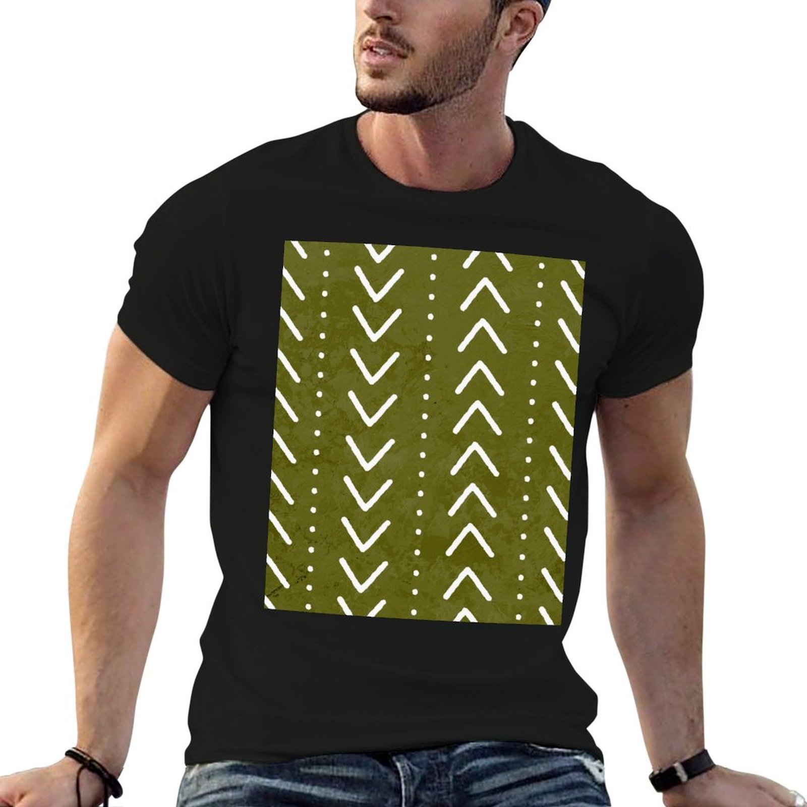 Camiseta Verde Oliva com Estam - Mudcloth Print Top avaliação e preço