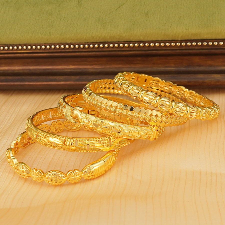Conjunto de Pulseiras Douradas - Ethnic Fashion Dubai avaliação e preço