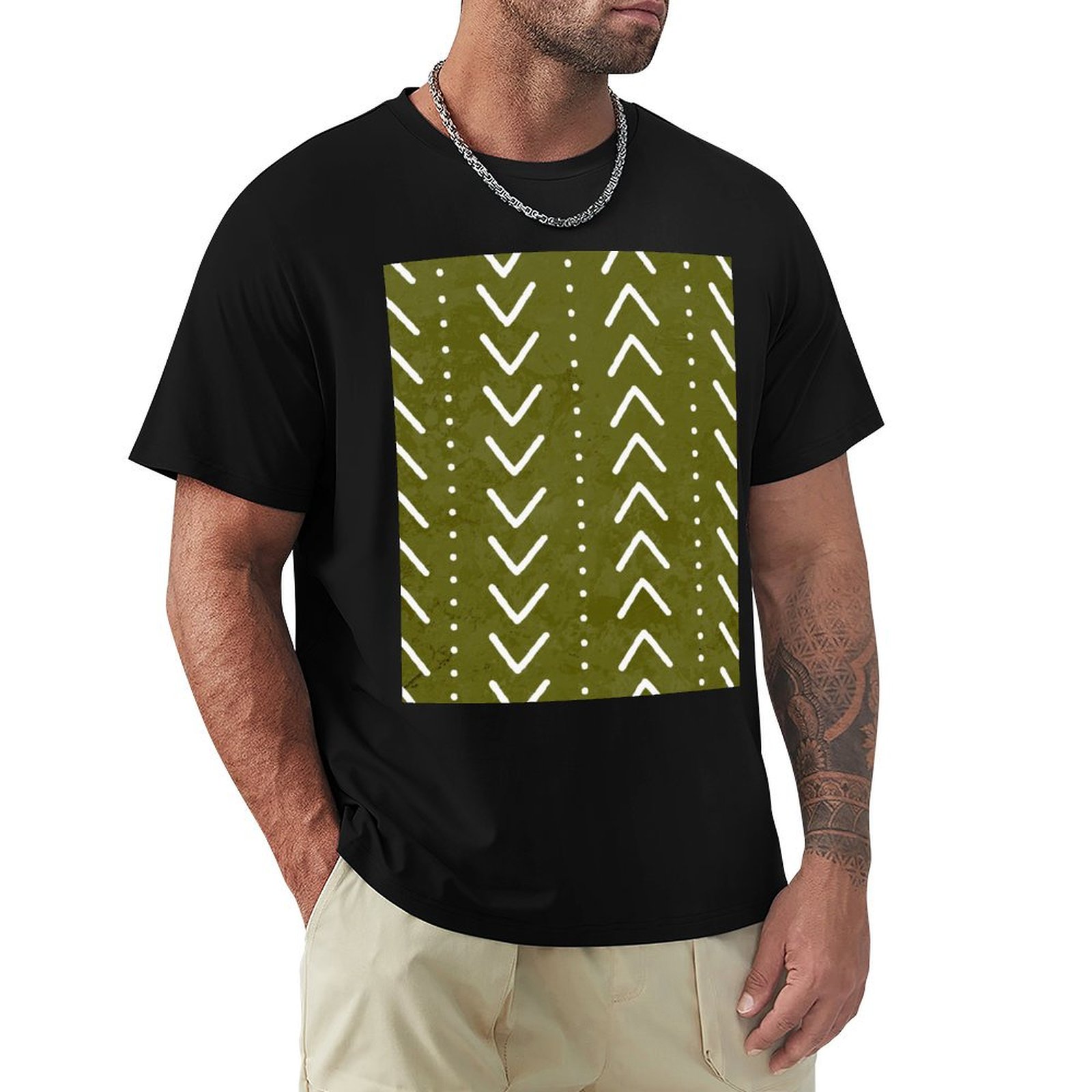 Camiseta Verde Oliva com Estam - Mudcloth Print Top avaliação e preço