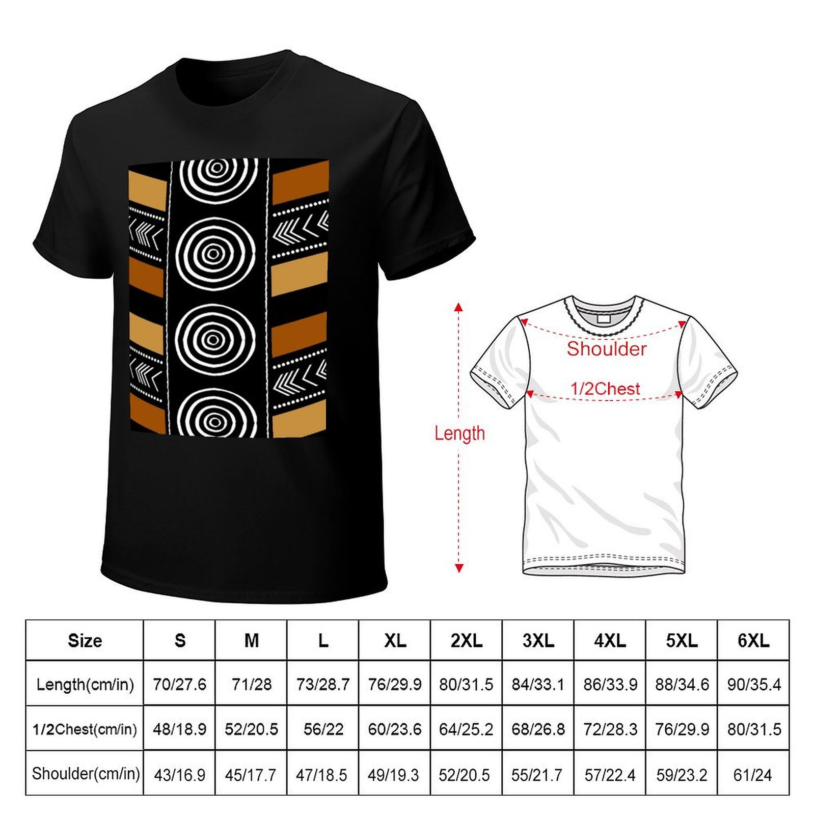 Camiseta Casual Durável com Es - Mudcloth Print Top avaliação e preço