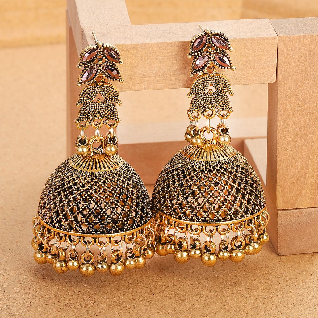 Brincos étnicos de cor dourada - Ethnic Indian Fashion avaliação e preço