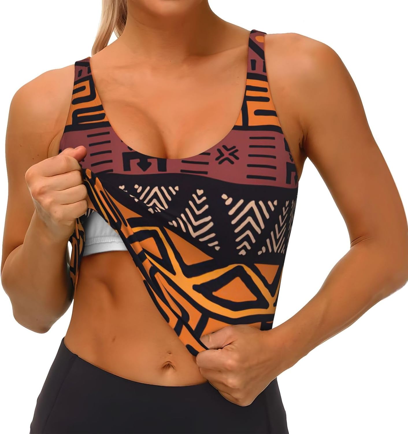 Sutiã Esportivo Feminino com E - Mudcloth Print Top avaliação e preço
