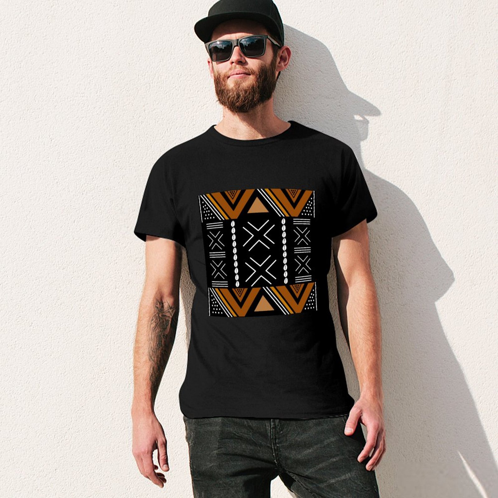 Camiseta Casual de Manga Curta - Mudcloth Print Top avaliação e preço